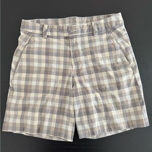 lululemon athletica Tan and White Plaid Men Shorts